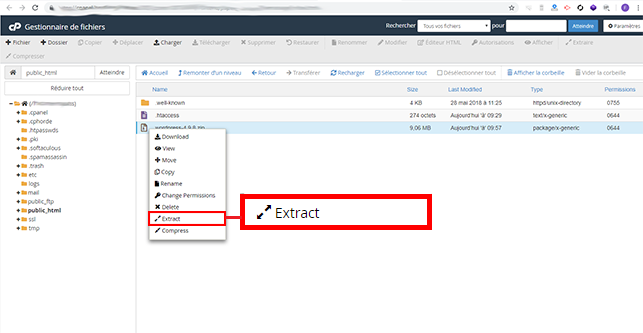 installer WordPress sur cPanel