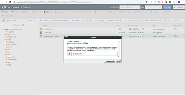 installer WordPress sur cPanel
