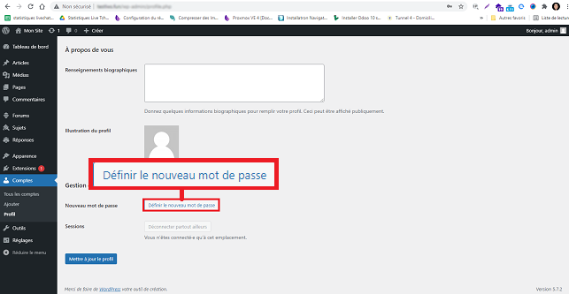 mot de passe WordPress