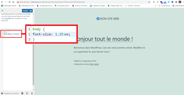 taille de police WordPress