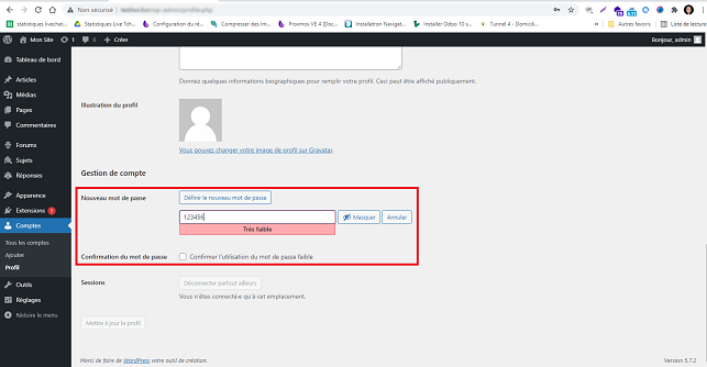 changer votre mot de passe WordPress