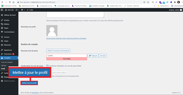 changer votre mot de passe WordPress