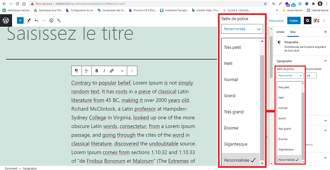 taille de police WordPress