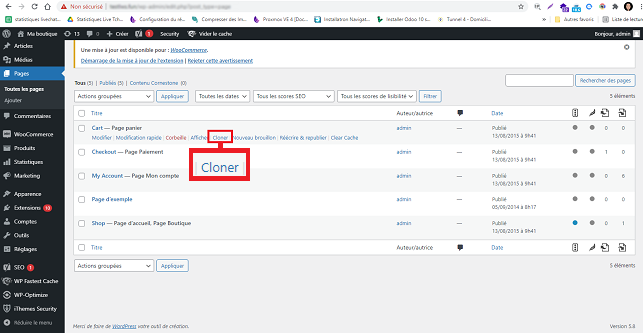 Cloner une page WordPress