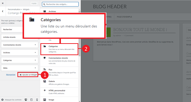 Ajouter Widgets WordPress
