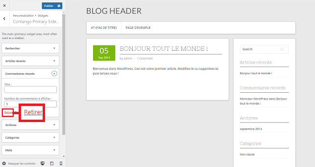 Supprimer Widgets WordPress