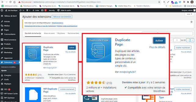 dupliquer une page WordPress
