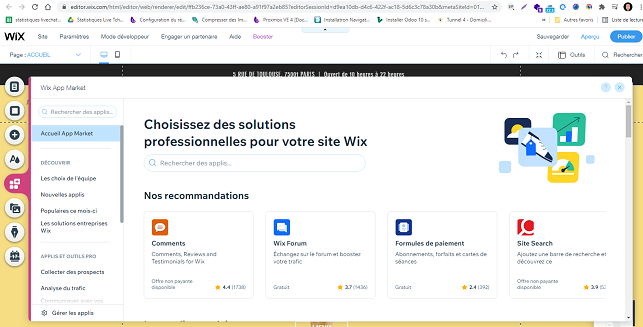 Wix fonctionnalités