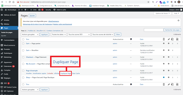 dupliquer une page WordPress