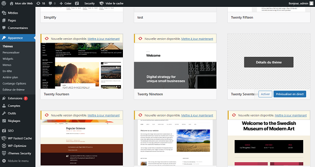 Activer un thème enfant WordPress