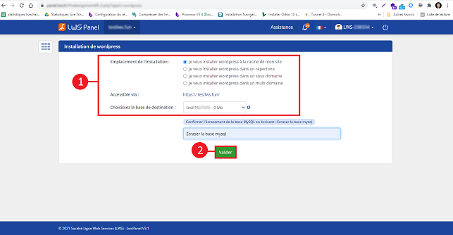installer WordPress en 1 clic